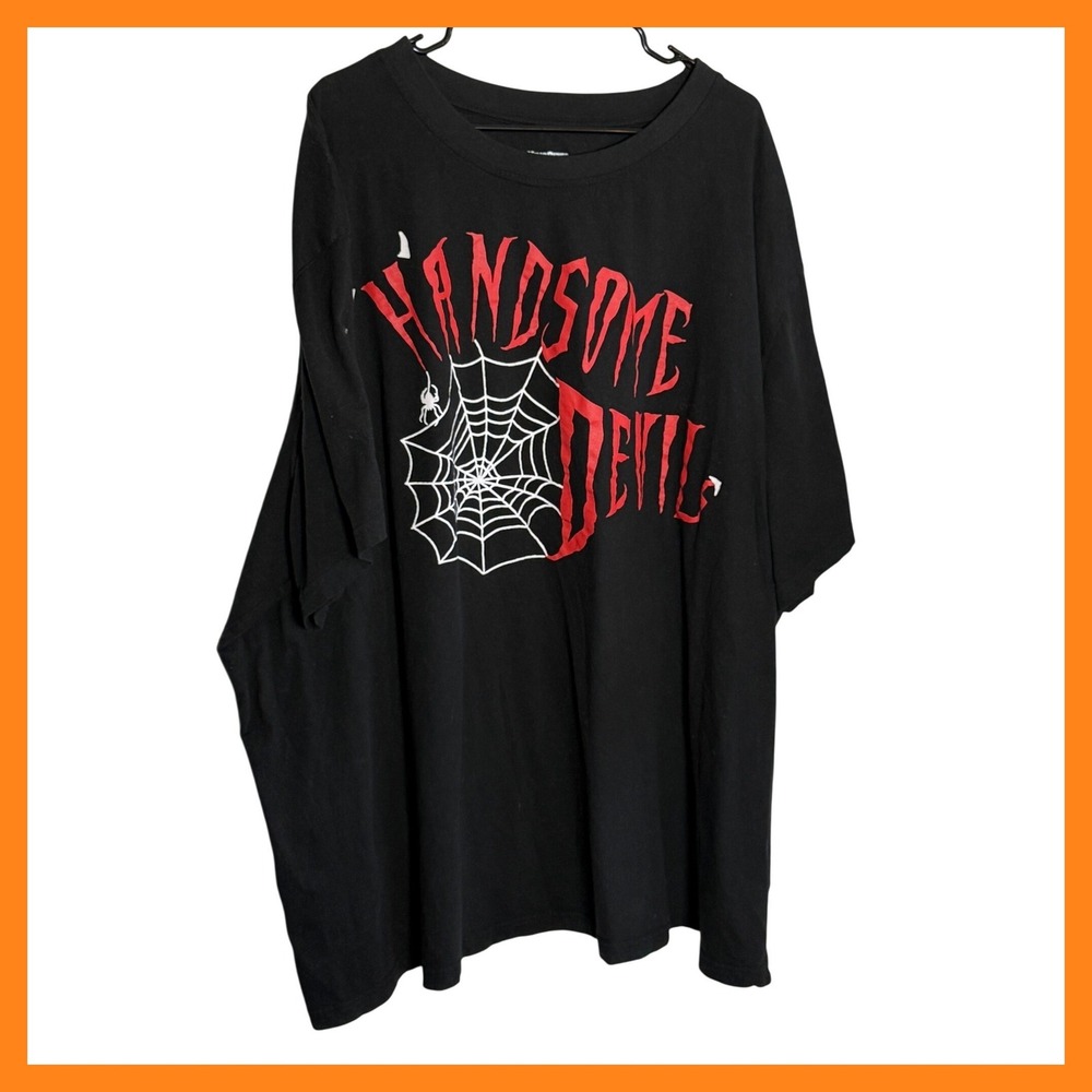 KingSize Mens Handsome Devil Graphic T-Shirt Black 6XL Big Spiderweb Halloween
